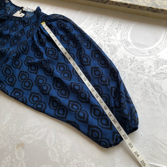 Zara The Sadie Dress Blue/Black Floral Women’s Juniors Size L Chiffon Flare& Fit - Picture 11 of 16